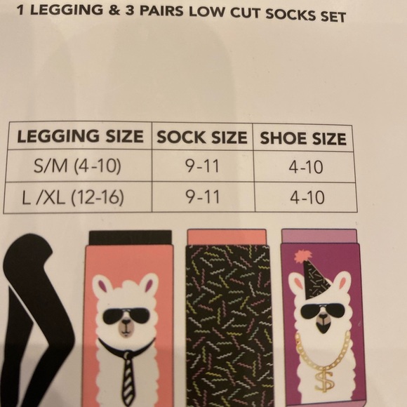 STUDY ALL DAY PARTY ALL NIGHT 1legging&3pair socks - Picture 5 of 6